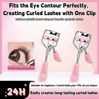 Eyelash Curler with Built-in Comb, Effortless Salon-Grade Curls & Lash Separation, Anti-Slip Design for Beginners - Beige Handle