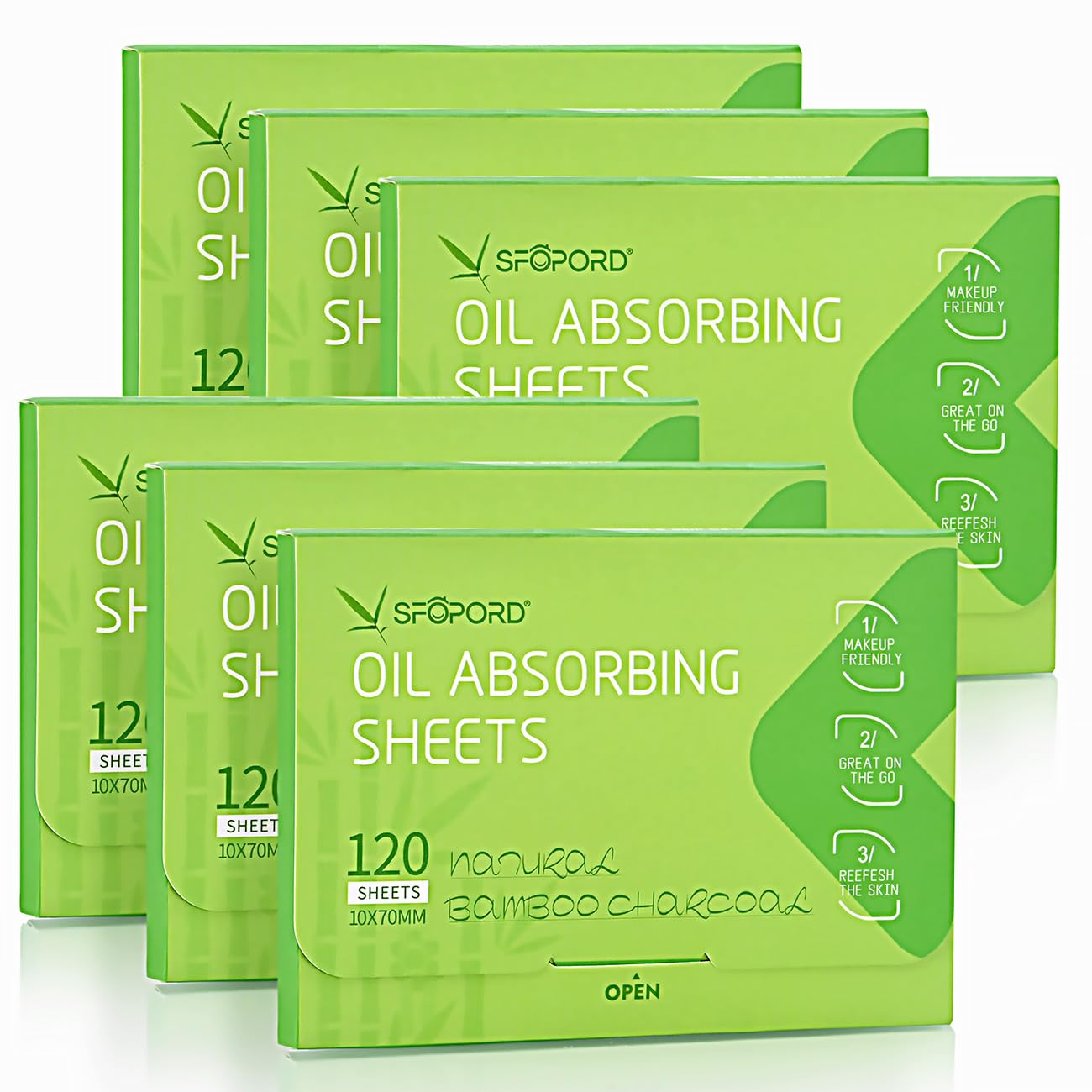 Oil Absorbing Sheets with Bamboo Charcoal - 4 Pack (480 sheets) Oil Blotting Sheets For Face, 20% More Makeup Friendly High-performance Handy Face Blotting Paper for Oily Skin