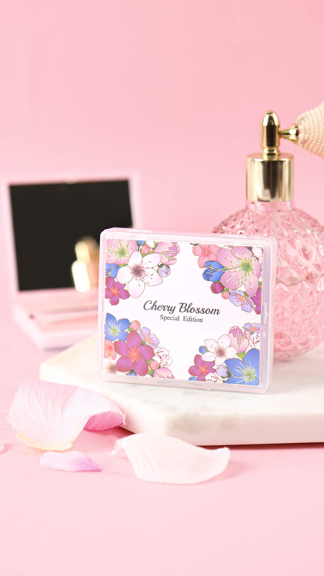 [100 Counts + Mirror Case] Cherry Blossom Natural Oil Blotting Paper for Face Korean with Mirror Case
