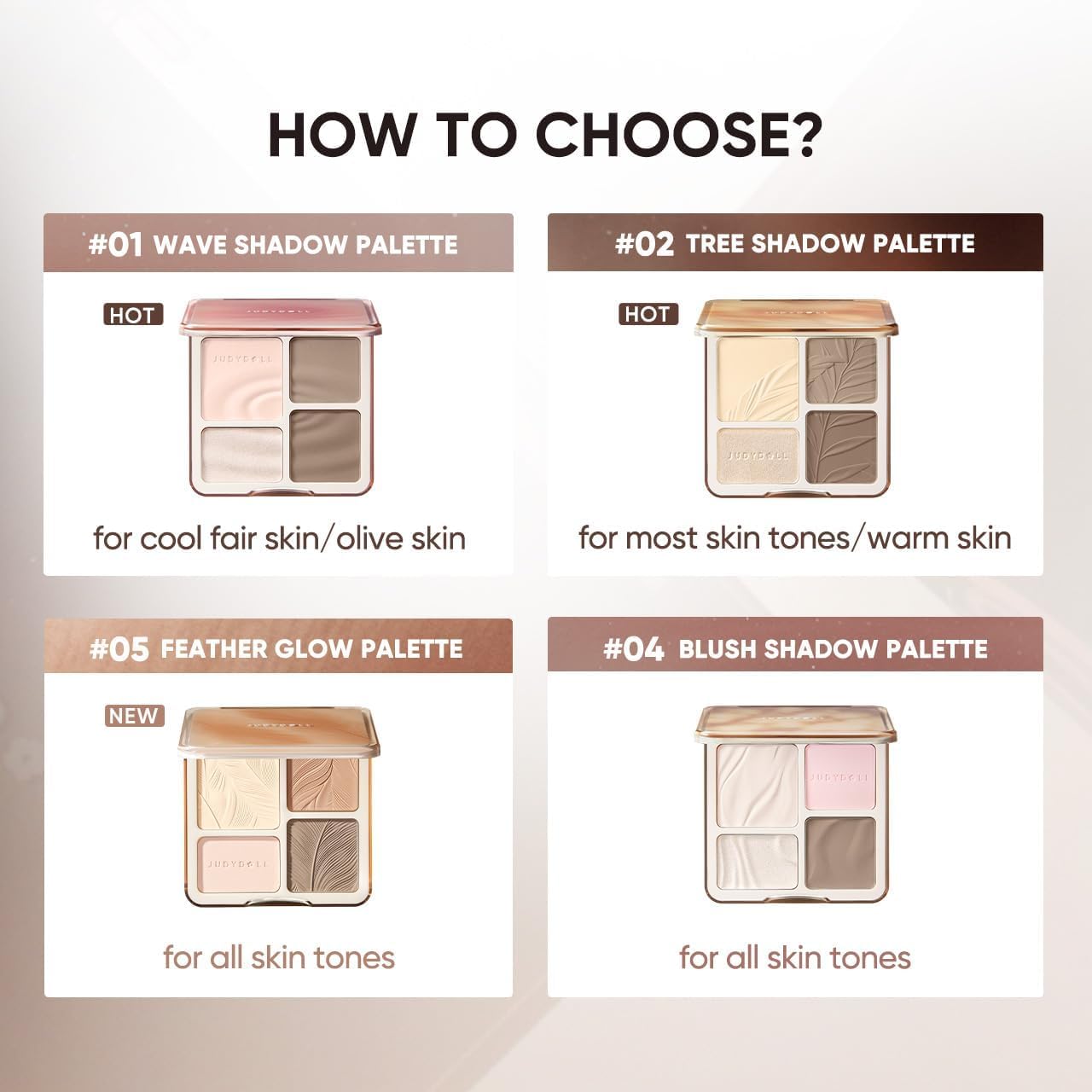 JUDYDOLL Highlight & Contour Palette, All-in-One Matte Highlighter Contour Compact,Blendable Face Makeup for Beginners, for Warm Skin Tone (New Version 02 Tree Shadow Palette)
