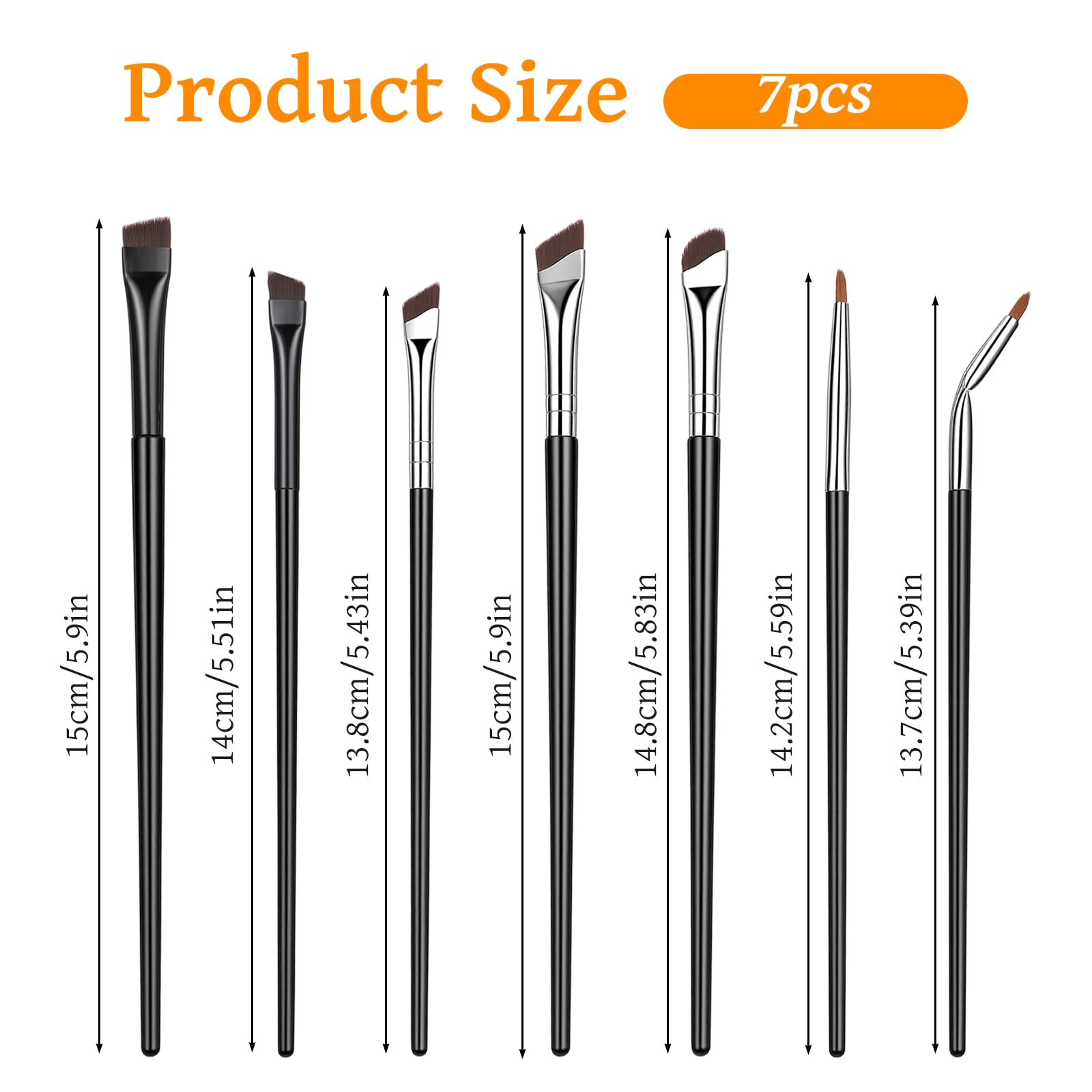 7 Pcs Angled Eyeliner Brushes, Ultra Thin Eye Makeup Brushes, Synthetic Bristles, for Eyelining And Eyebrows