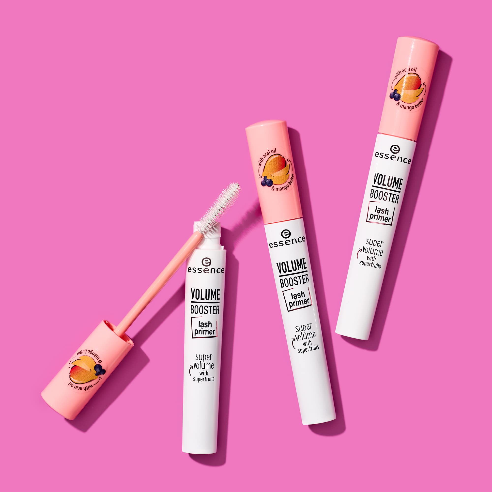 essence | Volume Booster Lash Primer Mascara | Infused with Mango Butter and Acai Oil for Nurtured Lashes | Conditioning Mascara Primer | White | Vegan | Paraben & Cruelty Free (Pack of 3)