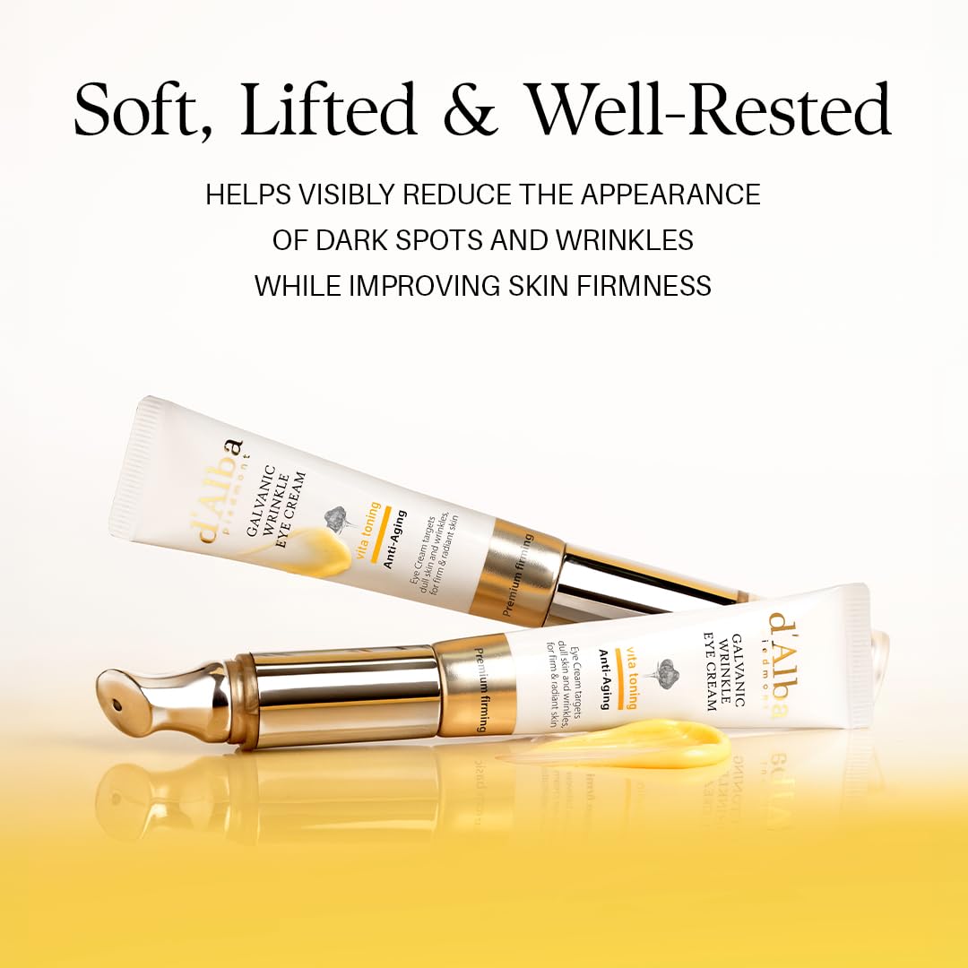 d'alba Piedmont Vita Toning Galvanic Eye Cream (0.51 fl oz), Hydrating & Firming Eye Cream with White Truffle, Collagen & Vitamin C, Radiance Care, Multi-Area Wrinkle Care