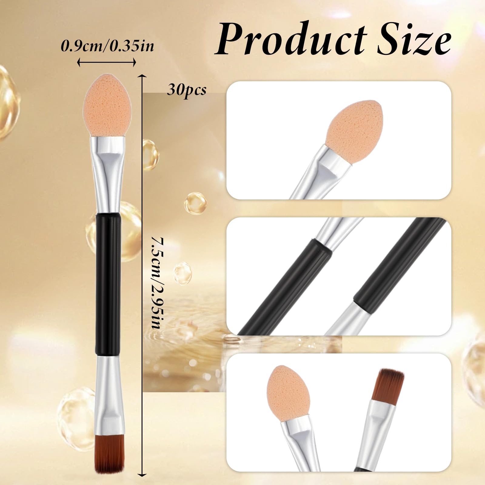 30Pcs Eyeshadow Applicator, Eye Makeup Brushes Disposable Dual Sides Eyeshadow Brush 2 in 1 Eyeshadows Applicators Sponge Eye Shadow Applicator Sticks for Women Make Up (2.95 inch)