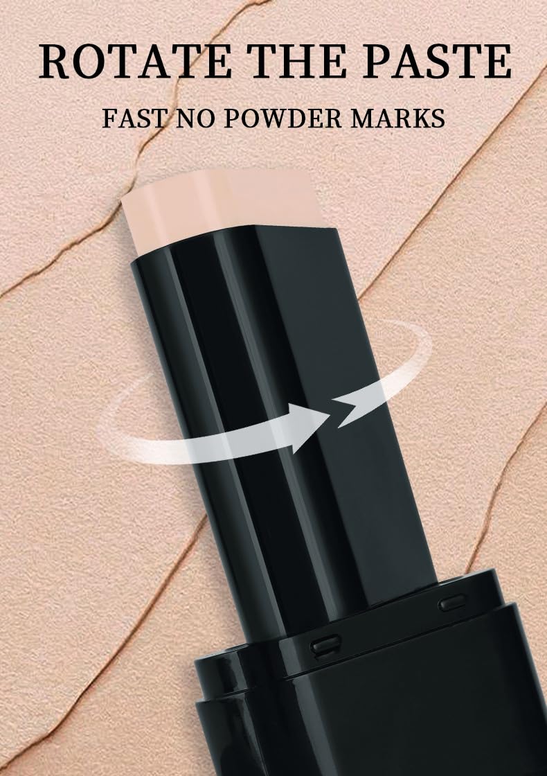 2 In 1 Foundation Stick With Brush【Full Coverage】【Long Lasting】【Lightweight】Concealer Stick, 02 NATURE