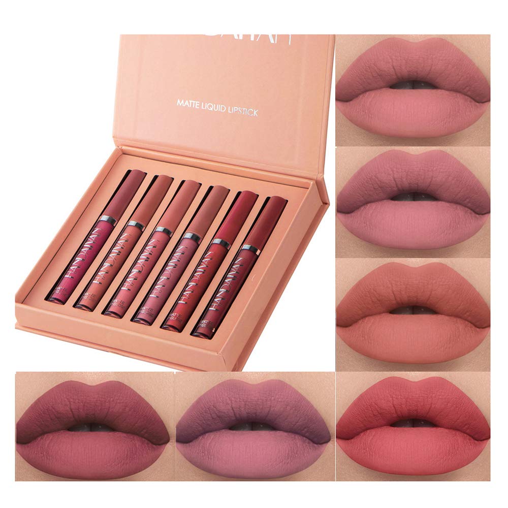6Pcs Matte Liquid Lipstick Makeup Set, Matte liquid Long-Lasting Wear Non-Stick Cup Not Fade Waterproof Lip Gloss (Set A)