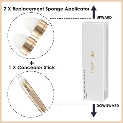 FOCALLURE FIX CORRECTOR Concealer Stick, Full Coverage Concealer Makeup, Color Corrector for Dark Circles, Including Replaceable Applicator, PK03 DONUT