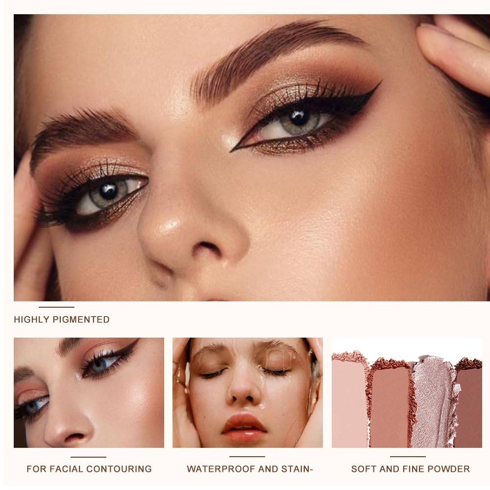 Rose Nude Eyeshadow Palette 5 Colors Pink Brown Matte and Rose Gold Shimmer Highly Pigmented Soft Glam Neutral Mauve Eyeshadow Long Lasting Blendable for Daily Natural Makeup, 2#