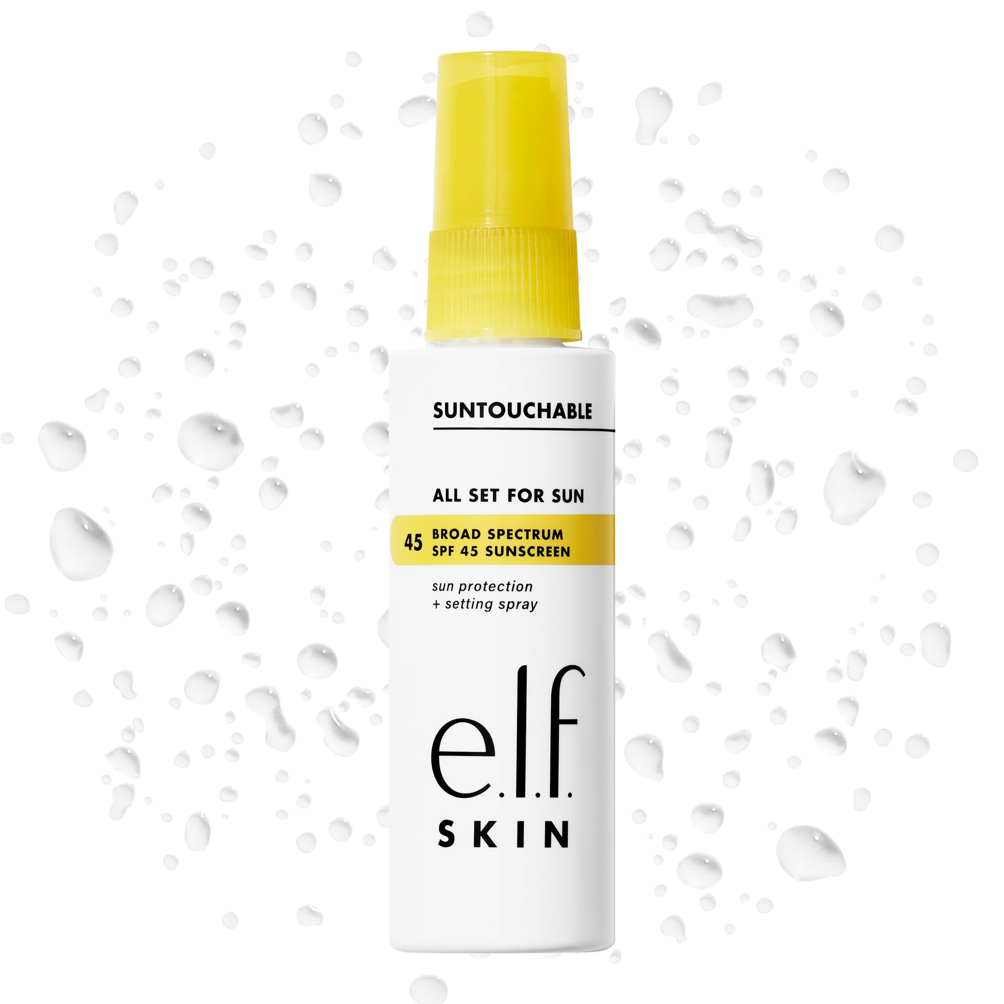 e.l.f. SKIN All Set For Sun SPF 45 Setting Spray, Clear Makeup Setting Mist + Sunscreen, Weightless SPF Face Protection & Makeup-Locking Spray, Vegan & Cruelty-Free