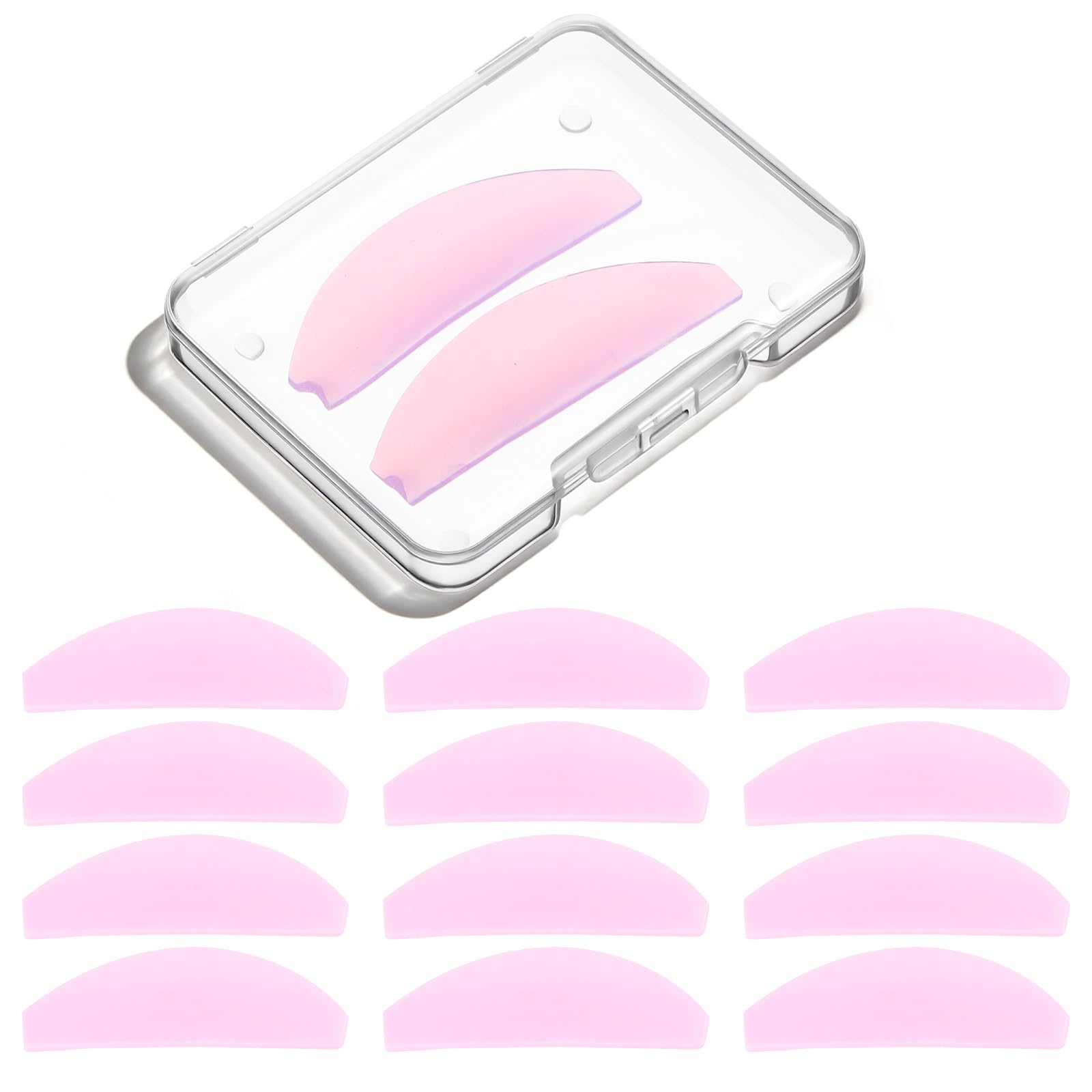 12Pcs Lash Lift Shields Flat, 1mm Thin Korean Lash Lift Pads for Eyelash Straightening and Lifting Super Sticky Glueless Reusable Silicone Lashes Rods for Eyelash Perm Lamination Salon Use(Rose)