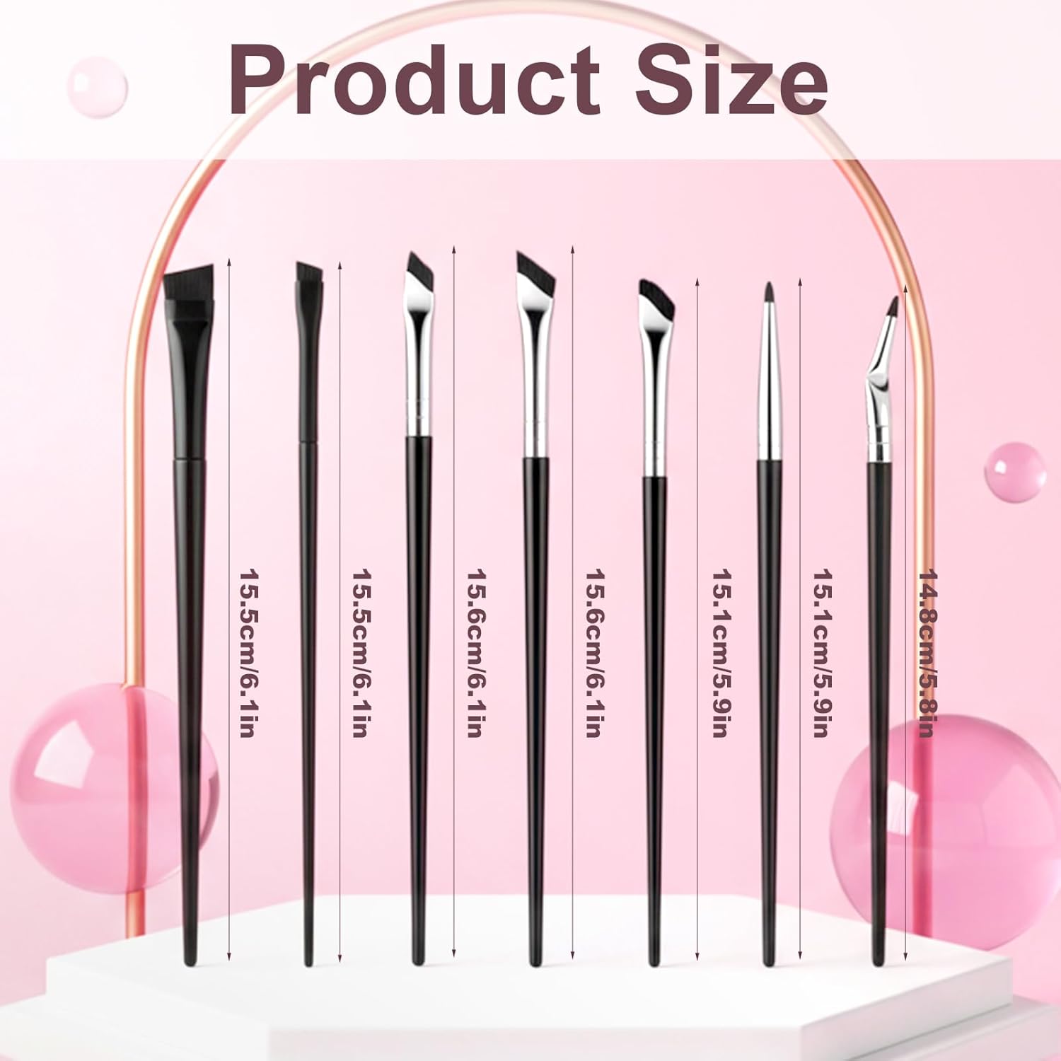 7-Piece Set Angled Eyeliner Brush, Multifunctional Practical Eye Brushes for Makeup Professional Makeup Brush Set for Women Girls Cosmetic Applicators