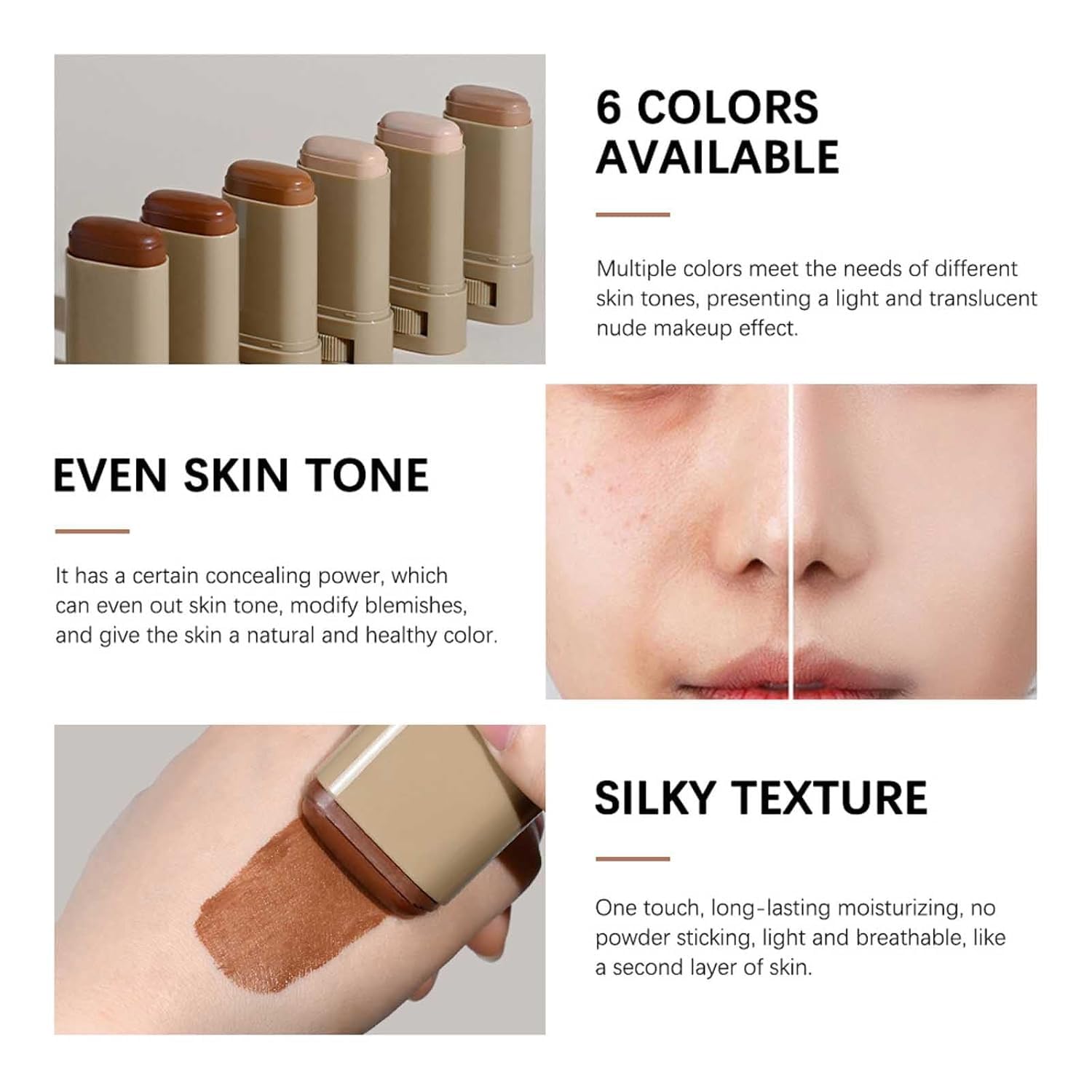 Beauty Balm Serum Boosted Skin Tint, Foundation Stick, Tinted Moisturizer, Concealer Stick for Foundation Makeup, Full Coverage Foundation, Contour Sticks for Face Makeup, Radiant & Dewy Finish (#03)