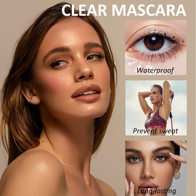 Clear Mascara Primer for Eyelashes and Eyebrows,Clear Mascara for Eyelashes Volume Waterproof Mascara Top Coat Gel Lash Primer Lasting Tear-proof,Non-Clumping,Non-Flaking
