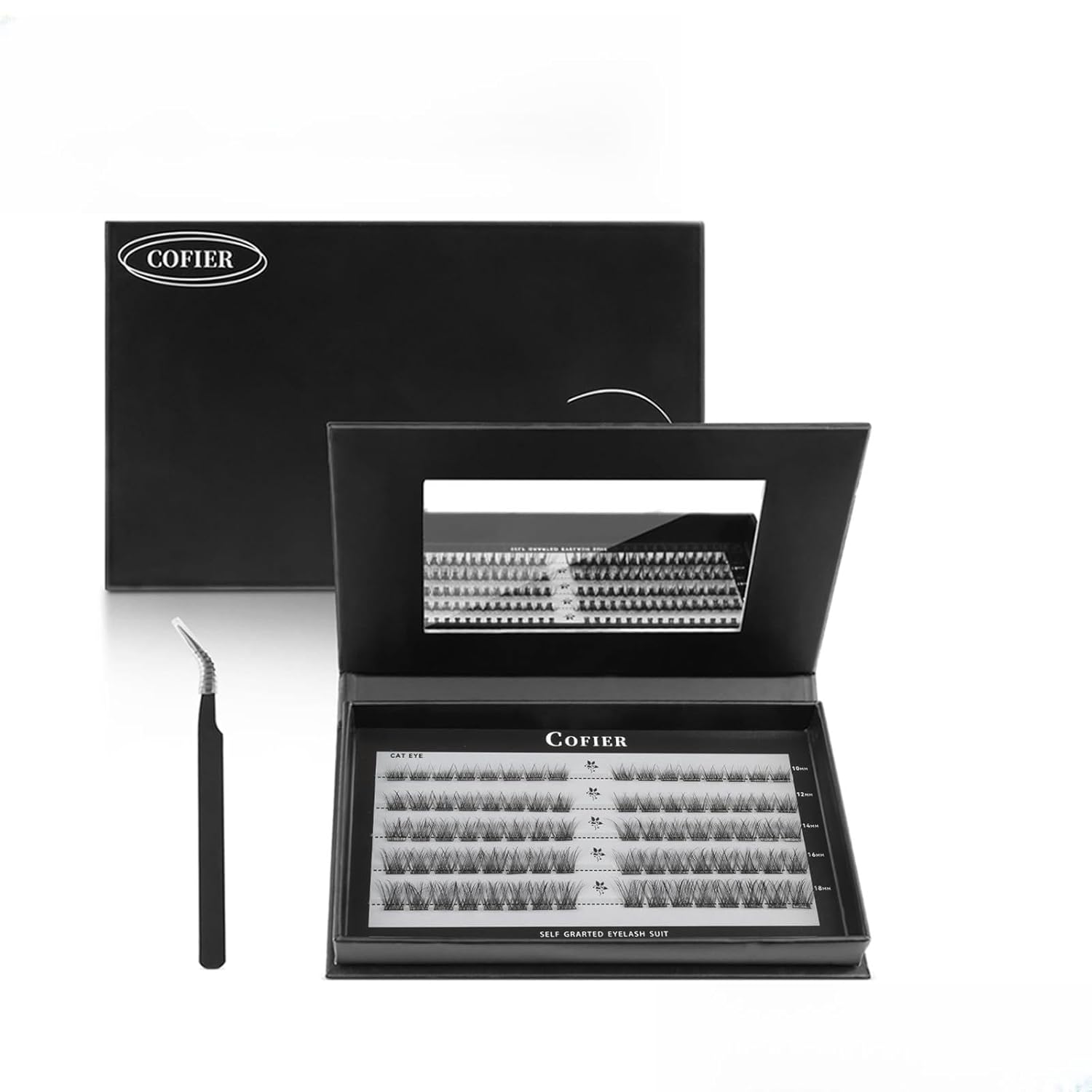 Wispy Lash Clusters Kit, 80 Pcs Individual Eyelash Clusters (10-18mm C Curl) - DIY Lash Extension Kit with Lash Glue, Sealant & Tweezers, Natural Fluffy Fake Lashes for Home Use, Beginners Friendly