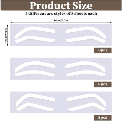 24Pairs Eyebrow Stencil Stickers Disposable, Adhesive Eye Brow Stencils for Women, 3Shapes Eyebrow Tape Strips, Airbrush Eyebrow Stencils Mapping Shaping Guides Brow Template for Tinting Makeup