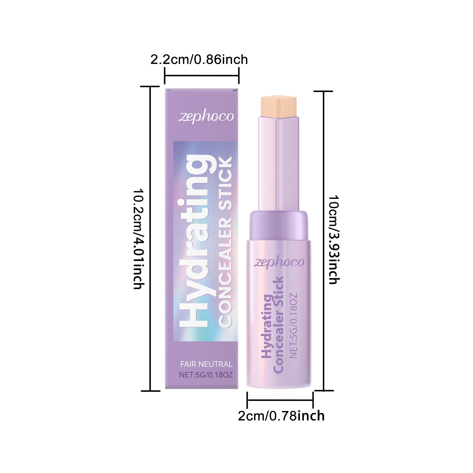 Hydrating Concealer Stick in Fair Neutral, Smooth and Long-Lasting Coverage, Enriched with Nourishing Ingredients, 0.18 oz