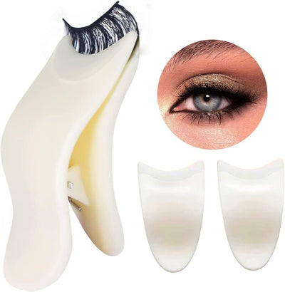 2Pcs White False Eyelash Applicator Tool Tweezer Clip Clamp Women Makeup Fake Eyelashes Auxiliary Clip Cosmetic Tool for Beginners,Eyelash Tweezers,Eyelashes Buddy Kit