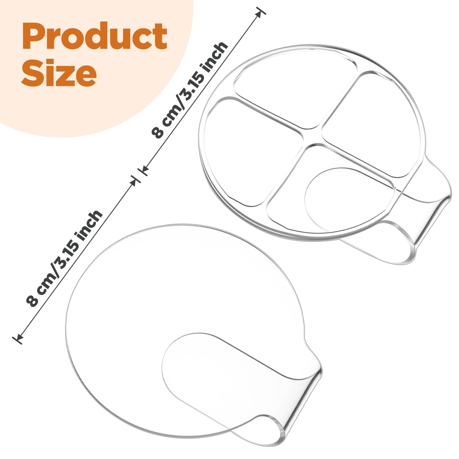 2 Pcs Handheld Acrylic Makeup Palette, Foundation Mixing Palette Nail Art Manicure Tray Clear Cosmetic Mixing Tray Apply for Foundation Eye Shadow Lipsticks Blending