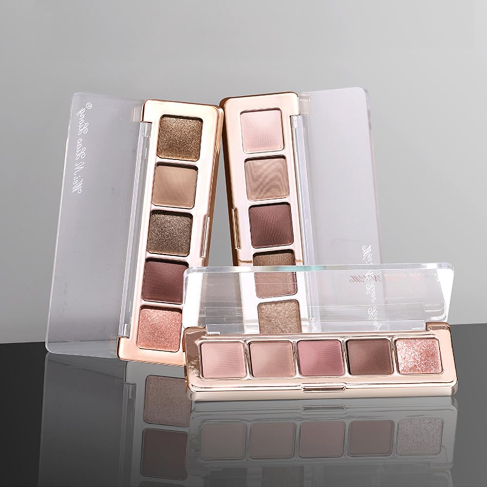 Rose Nude Eyeshadow Palette 5 Colors Pink Brown Matte and Rose Gold Shimmer Highly Pigmented Soft Glam Neutral Mauve Eyeshadow Long Lasting Blendable for Daily Natural Makeup, 2#