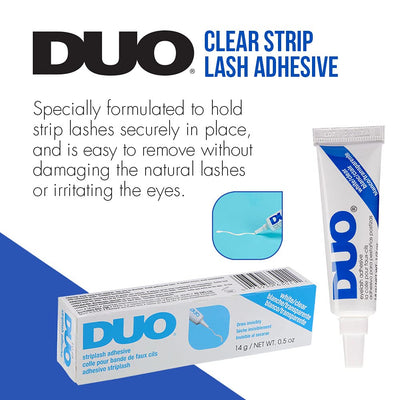 DUO Eyelash Glue – Clear Lash Adhesive for Strip Lashes, Long-Lasting and Waterproof, 0.5 oz, 2 Pack