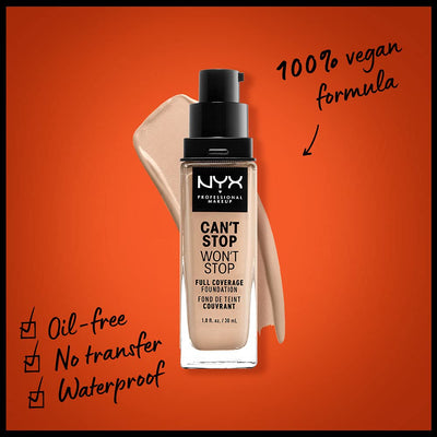 NYX PROFESSIONAL MAKEUP Can't Stop Won't Stop Foundation, 24h Full Coverage Matte Finish - Vanilla