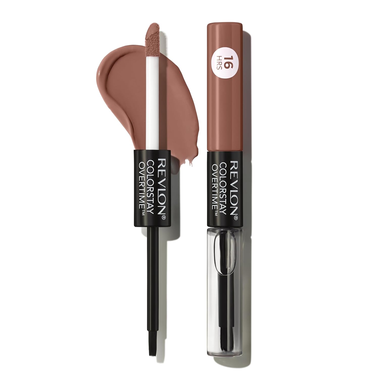 Revlon ColorStay Overtime Liquid Lipstick with Clear Lip Gloss, Long-Lasting Lip Color, Dual Ended with Moisturizing Vitamin E, 350 Bare Maximum, 0.07 fl oz