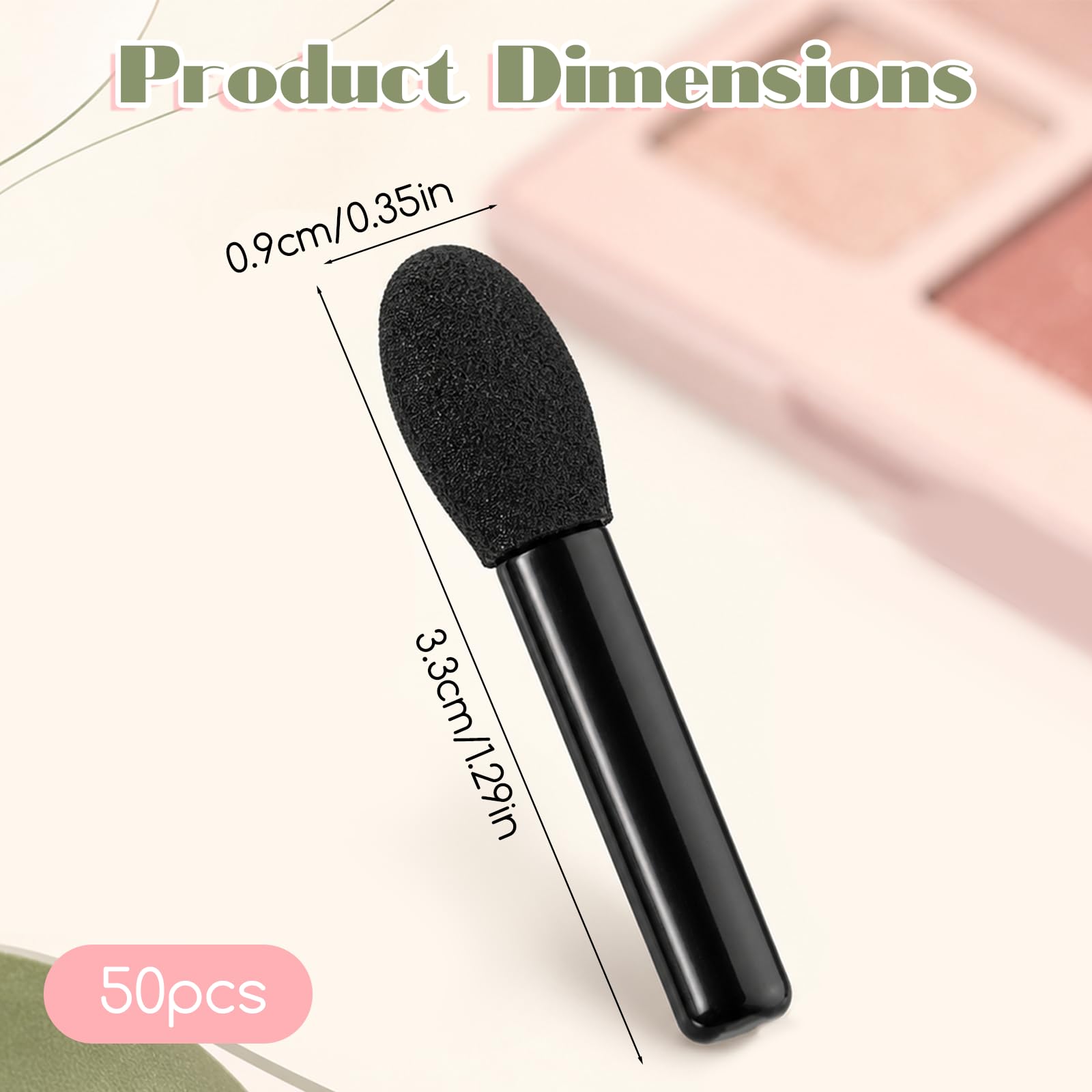 50Pcs Eyeshadow Applicators Sponge Eye Shadow Applicator Sticks Eyeshadow Sponge Tip Eye Shadow Brushes Travel Portable Mini Eyes Makeup Applicators for Women, Single Head, Black