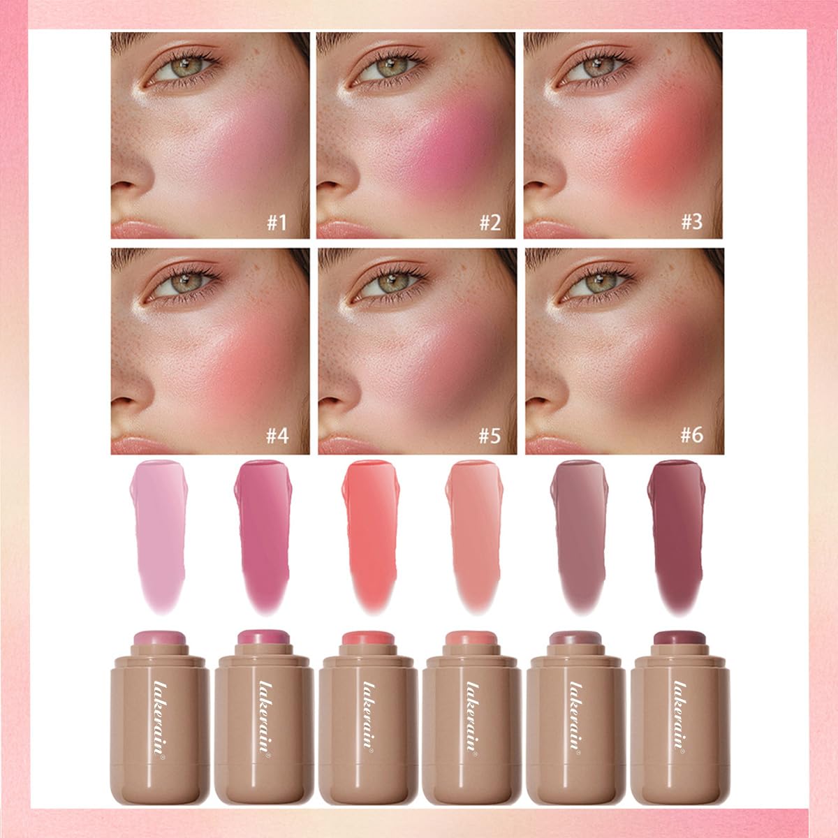 Cream Blush stick, Natural-Looking Matte Finish Makeup Blush stick, Hydrating Long Lasting Lightweight Blendable Blush for cheeks (#6 Bronze Glow, 1 PC)
