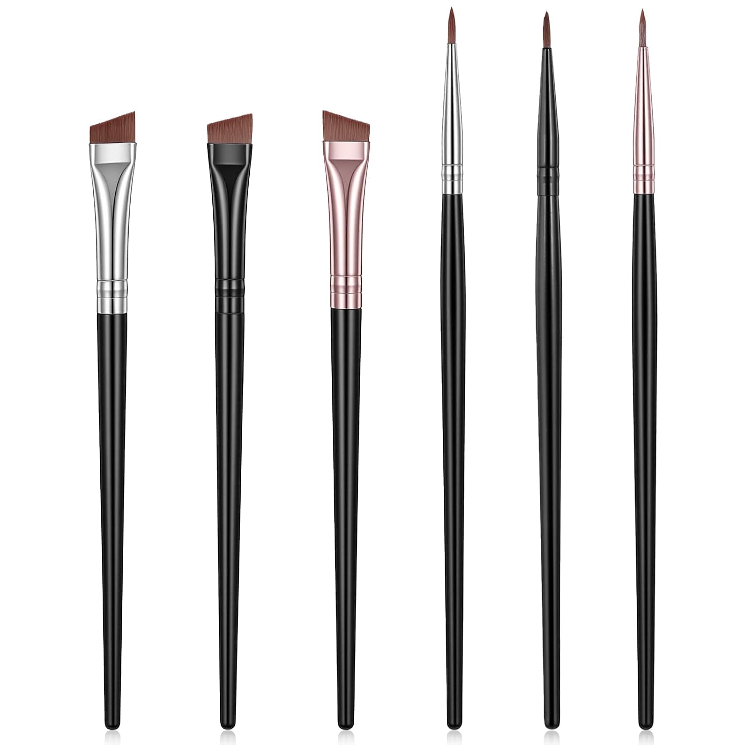 6 Pack Eye Liner Brushes Makeup Fine Point Eyeliner Brush Fine Angled Eyeliners Brush Portable Eye Gel Foundation Brushes Water Activated Graphic Cosmetic Liner Wands for Women
