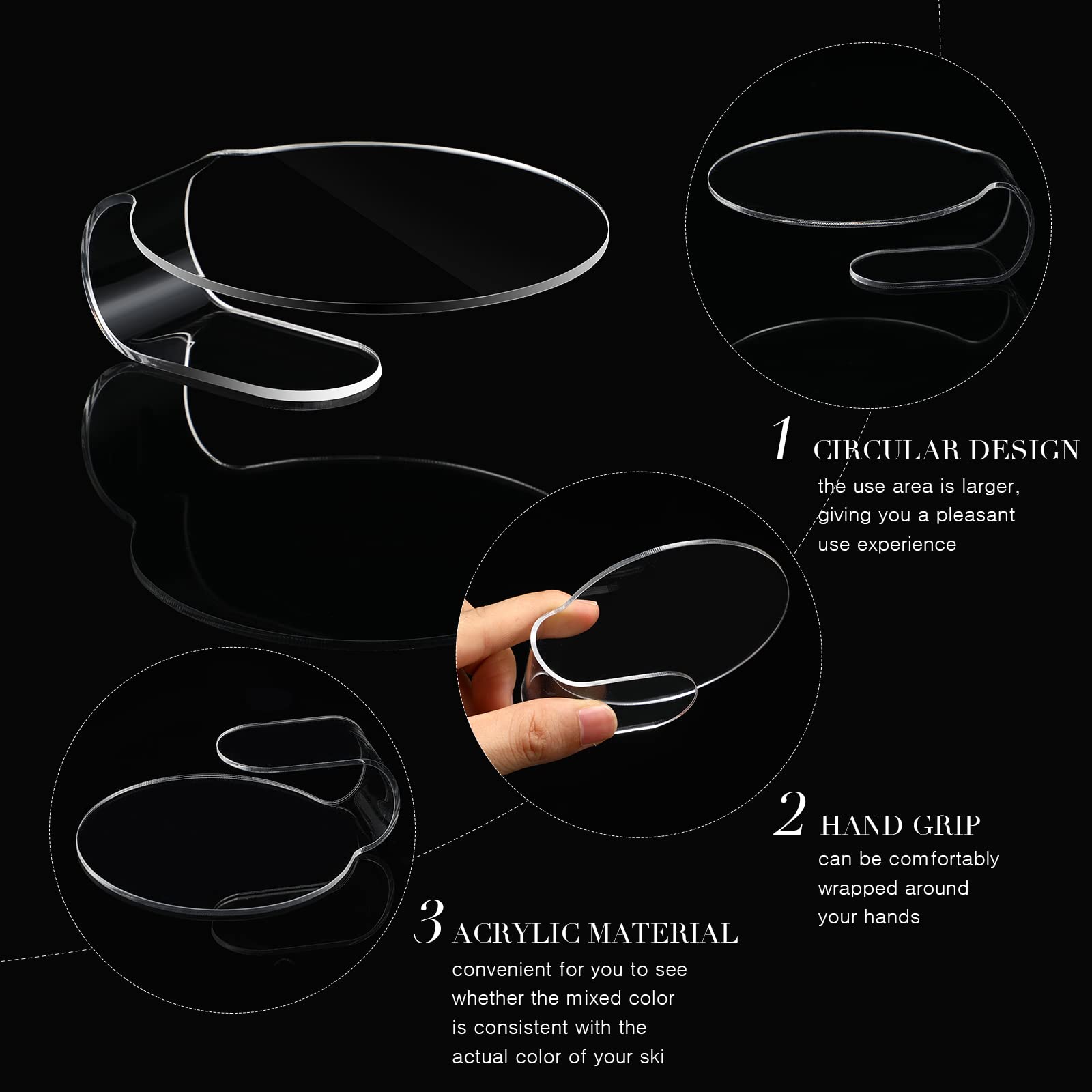 2 Pieces Makeup Mixing Palette Makeup Mixing Tray Acrylic Foundation Palette Clear Eyeshadow Hand Cosmetic Foundation Dish Handheld for Blending