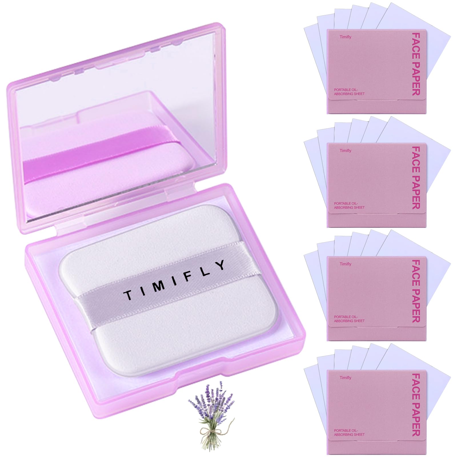 LTIYV Oil Blotting Paper for Face, 500 Sheets with Mirror & Puff, Multiple Refills, Absorbs Excess Oil Instantly, Natural Oil Control Film, Lavender