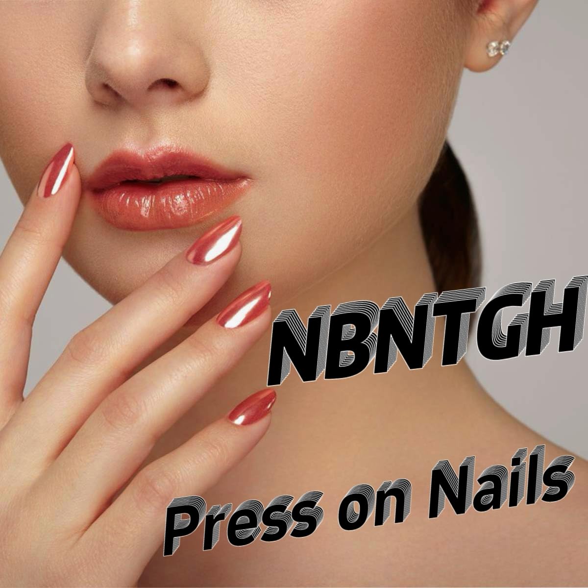 Silver Press on Nails Medium Almond Fake Nails Nude Glossy False Nail with Design Shiny Rhinestone Glue on Nails Reusable Artificial Acrylic Full Cover Star Stick on Nail for Women Manicure 24Pcs