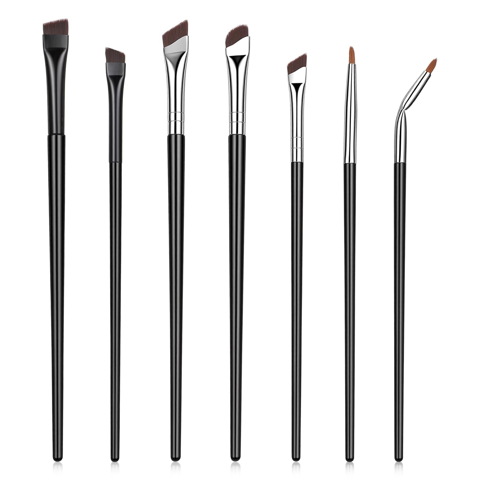 7 Pcs Angled Eyeliner Brushes, Ultra Thin Eye Makeup Brushes, Synthetic Bristles, for Eyelining And Eyebrows