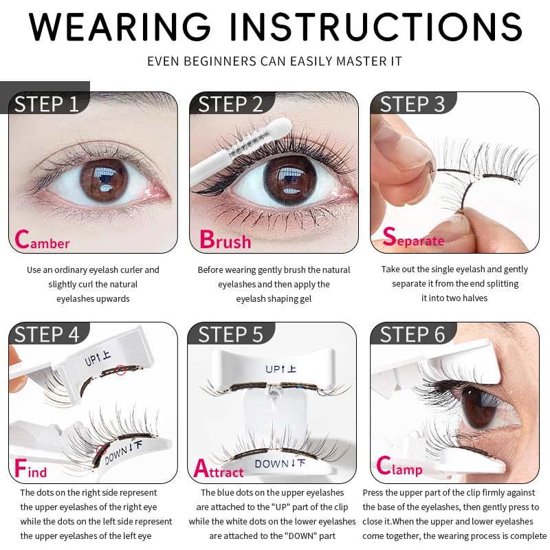 Magnetic Eyelashes Kit Asian with Applicator, Reusable No Glue Lashes, Natural Look Lashes Set, Easy to Wear and Remove (Cherry Blossom Black【Flower Gift Box】+ Styling Liquid)