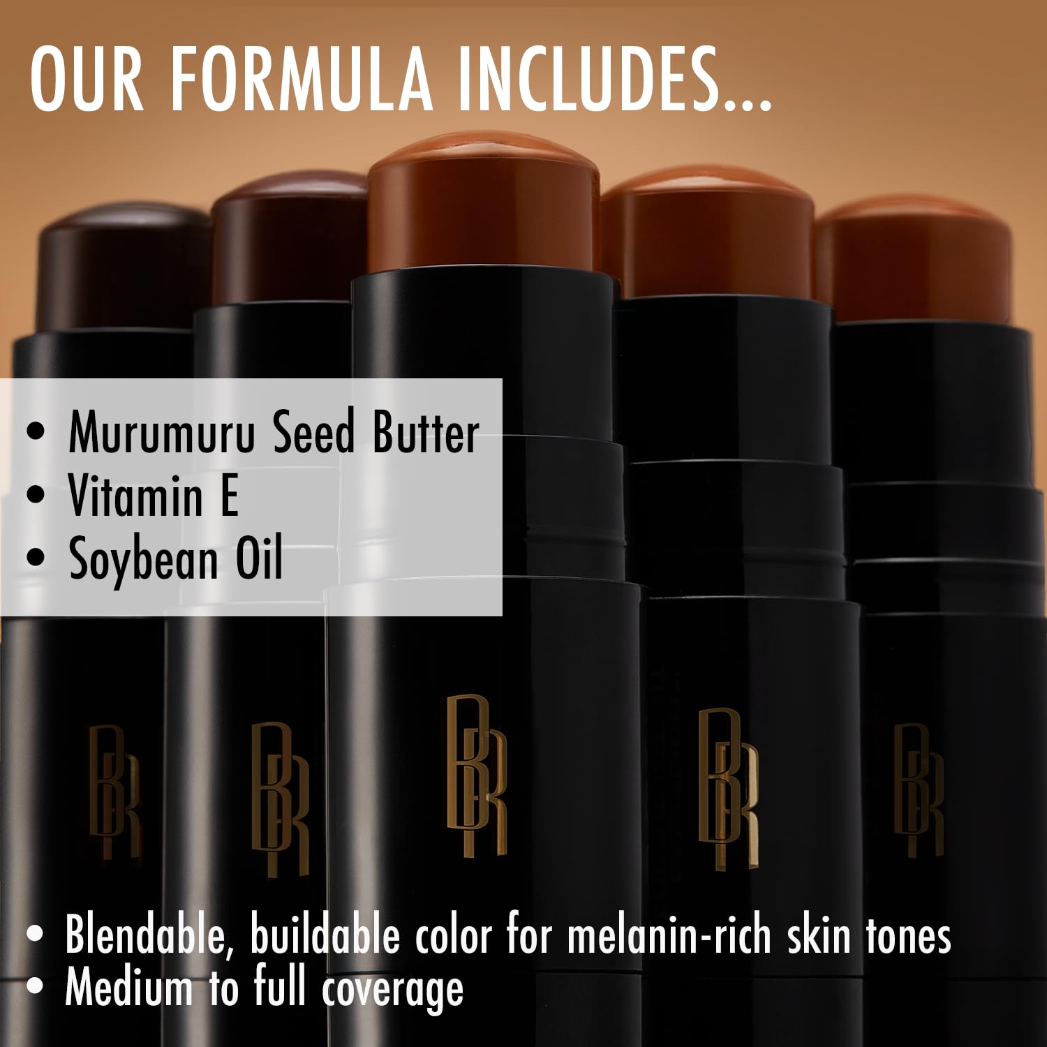 Black Radiance Color Perfect Foundation Stick with Soft Brush Applicator Duo – Buildable, Blendable Versatile Pigment-Rich Formula - Cocoa Bean