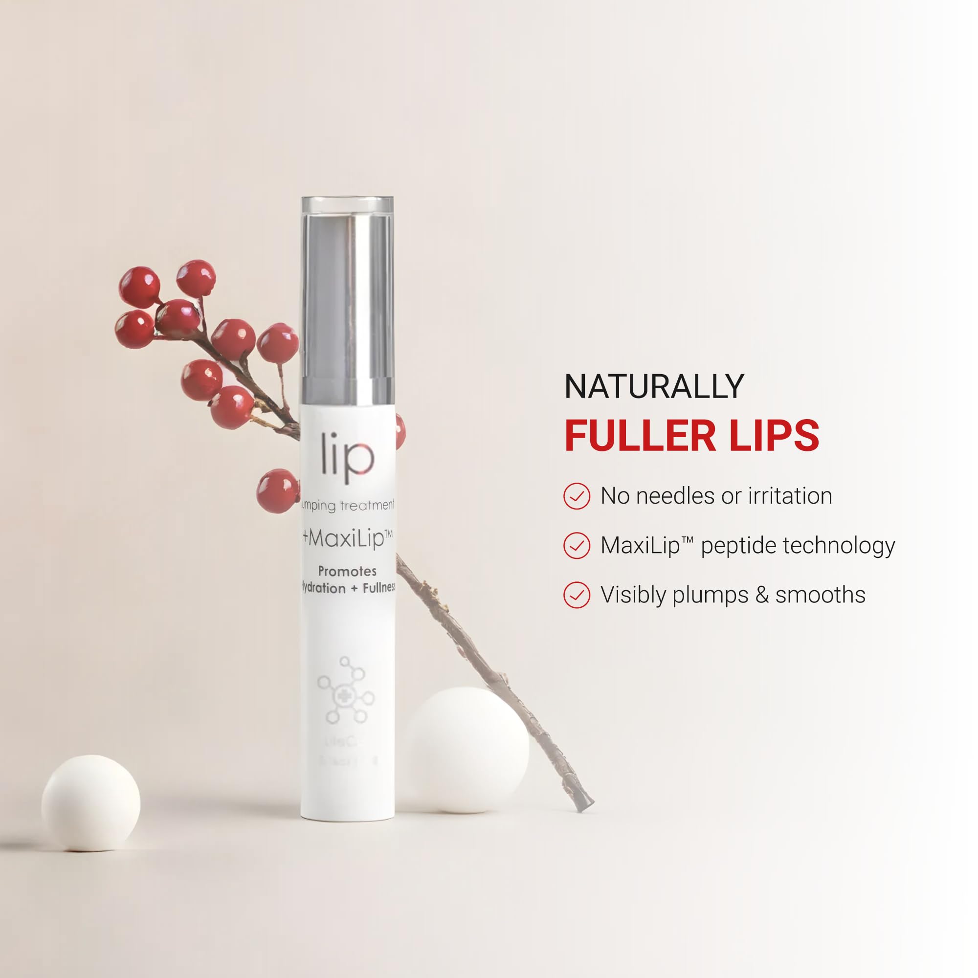 LifeCell Lip Plumping Treatment – Glossy Balm with MaxiLip Peptides for Fuller, Smoother Lips – Hydrating, Non-Irritating, Fragrance-Free Lip Care for All Skin Types