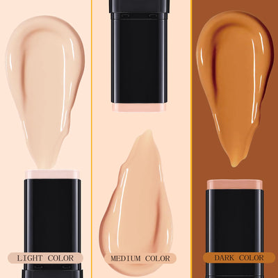 3 In 1-Luxury Anti-Wrinkle Foundation Stick SPF 50+ with Brush, Hydrating Non-Sticky Matte Foundation Stick, Travel Size Defense Face and Body Sunscreen Lotion, 1.42 Fl Oz