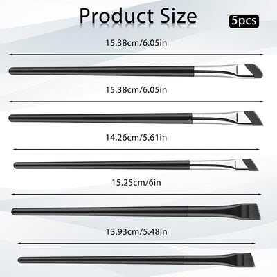5 Pcs Eyeliner Brush Set, Fine Angled Makeup Brushes Ultra Thin Flat Eyeliner Concealer Brushes Eyebrow Angled Brush Beauty Cosmetic Tool Precision Makeup Application for Eye liner Eye brow