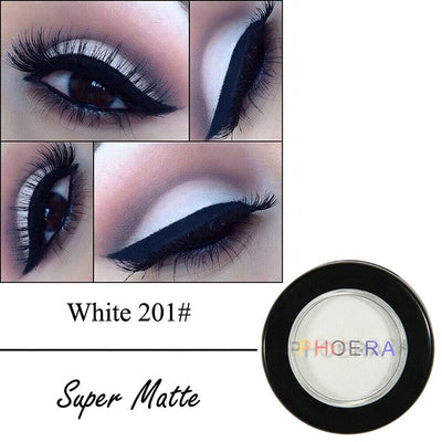Phoera AQUAPURITY Waterproof Long Lasting Matte Eyeshadow Palette in 12 Pigment Color Face Powder Eye Shadow Cosmetic Cream Makeup Cosmetic (201 WHITE)