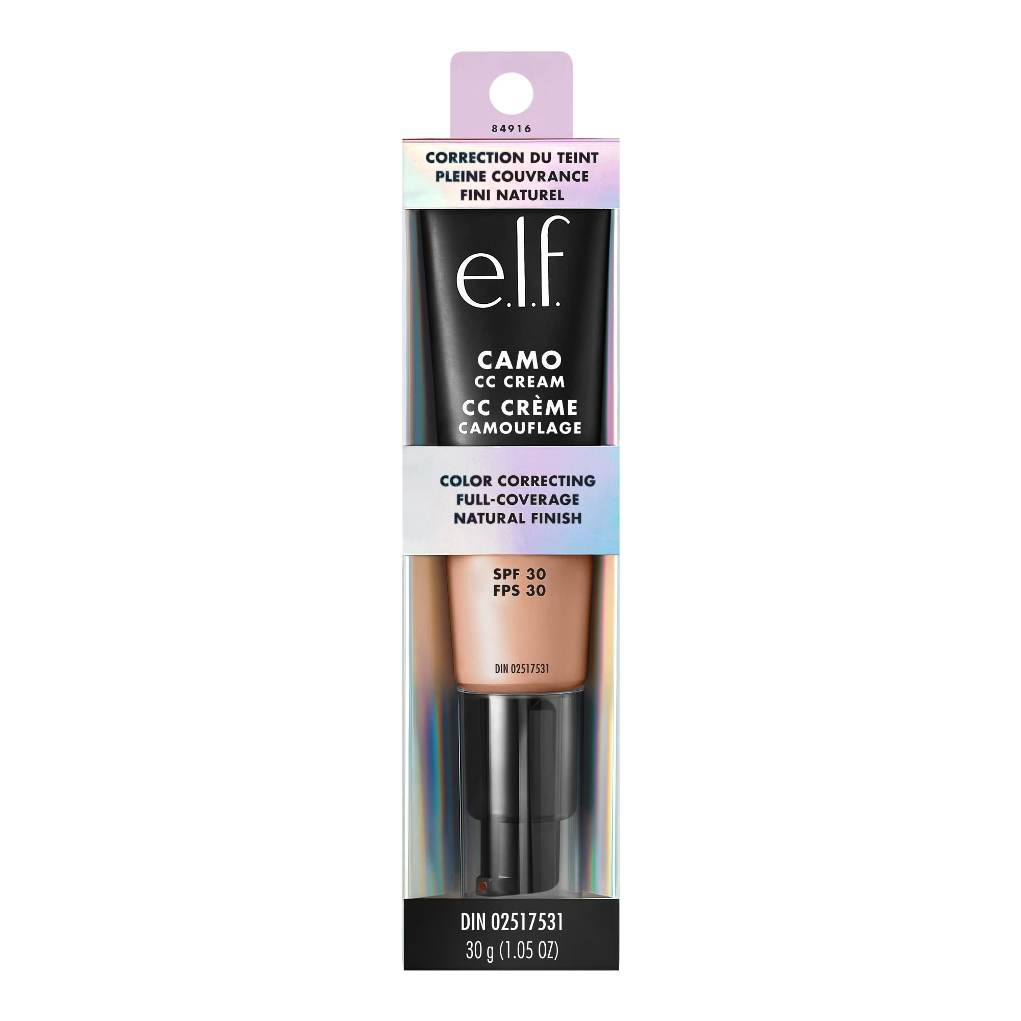 e.l.f. Camo CC Cream, SPF 30 Color-Correcting Medium-To-Full Coverage Face Foundation, Delivers An Airbrushed Finish, Vegan & Cruelty-Free, Medium 310 C