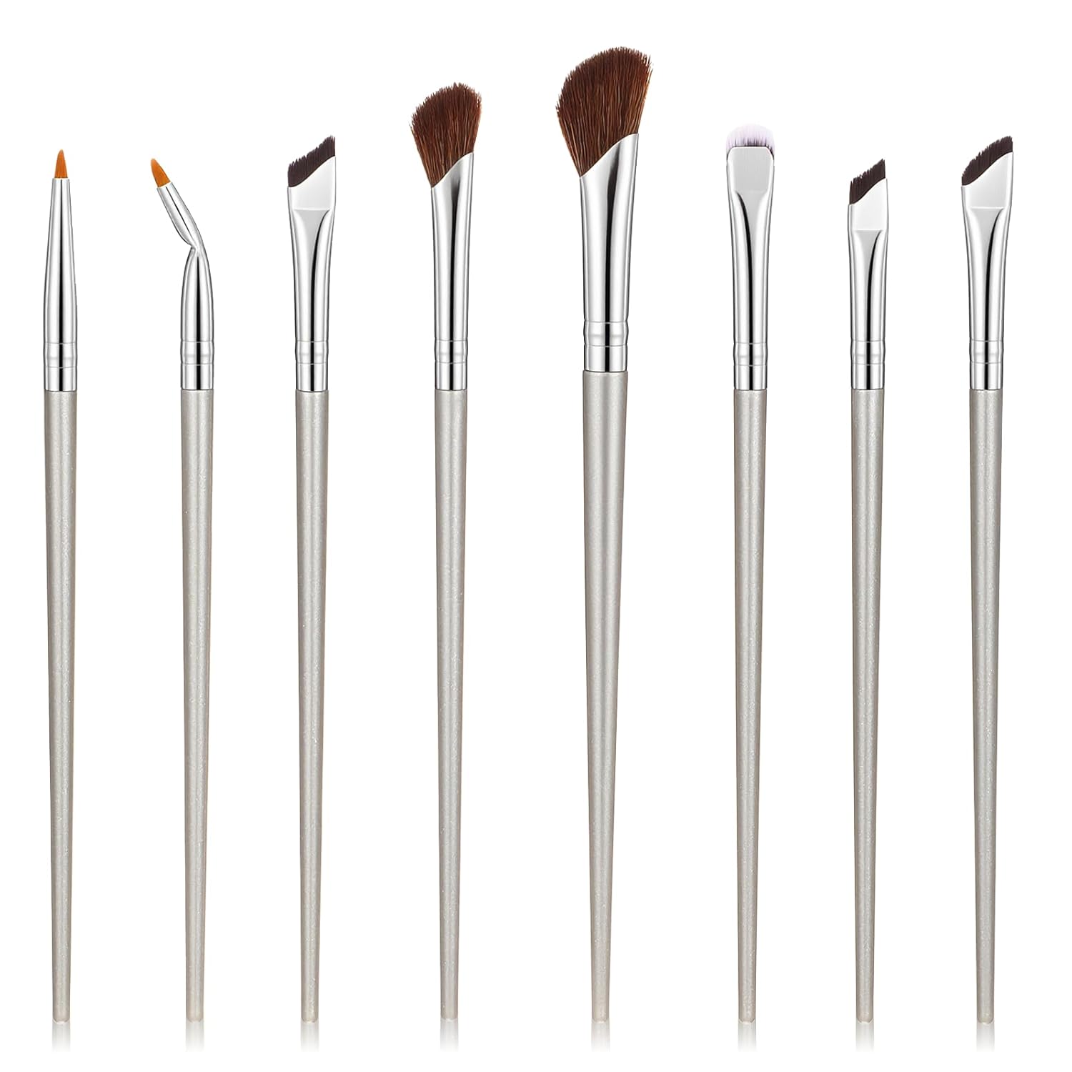 8Pcs Nose Contour Brush Eyeliner Brush Set Ultra Thin Angled Concealer Brushes Soft Bristles Flat Eyeliner Brushes Professional Beauty Cosmetic Tool for Natural, Smoky and Bold Eye Looks