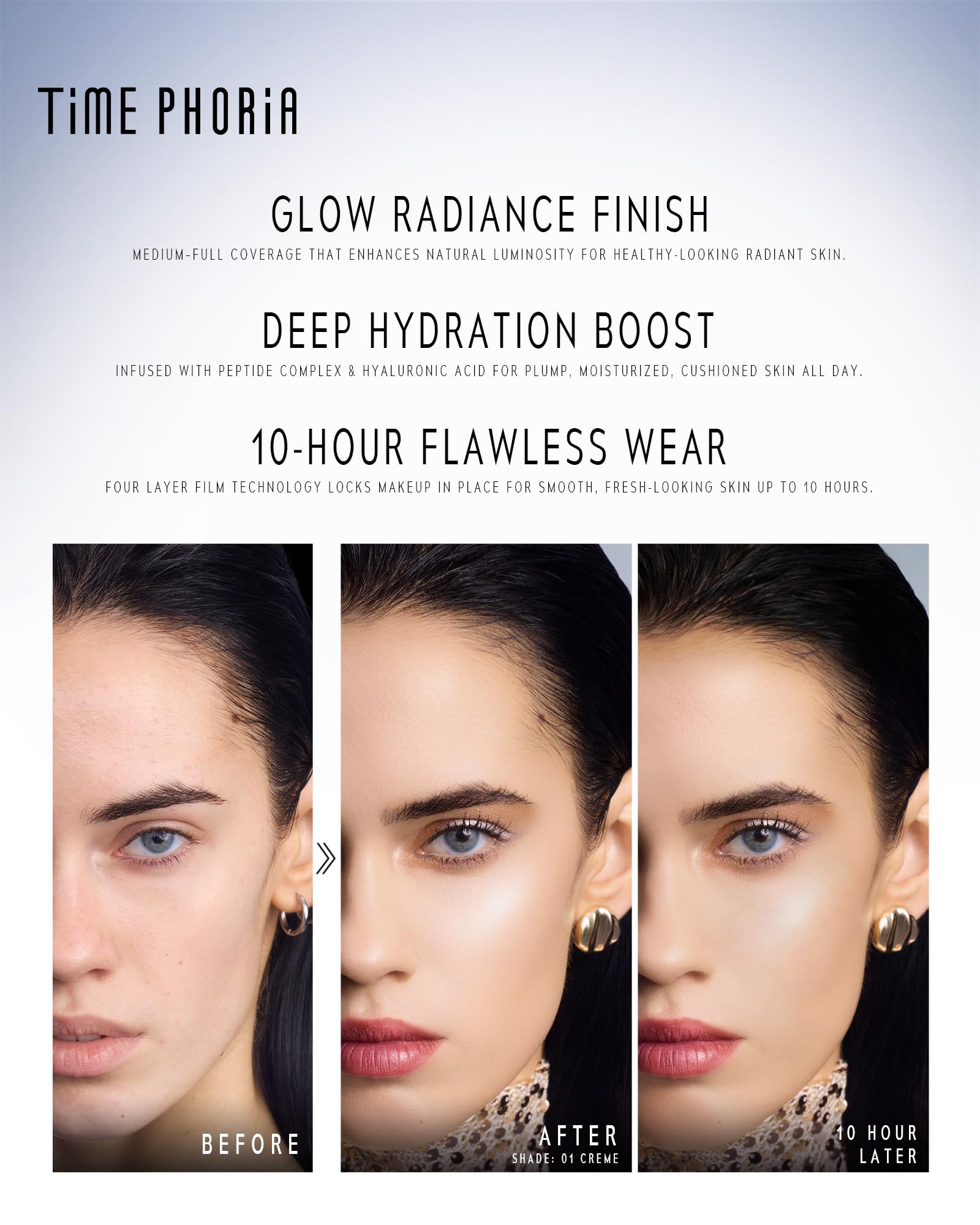 TIMEPHORIA Timeless Utopia Glow Cushion Foundation 02 Birch - Radiant Glow Finish, Medium to High Coverage, Hydrating Peptide Complex, Lightweight Air Cushion, Long-Lasting Smooth Blurring Base Makeup