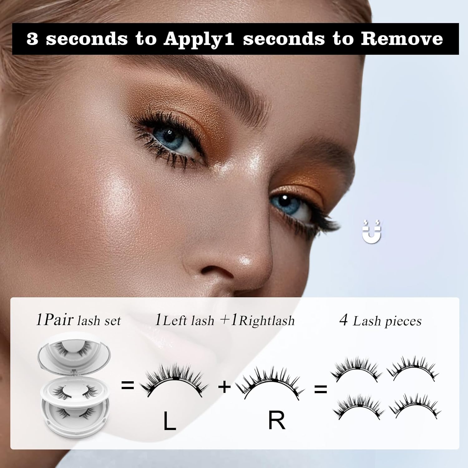 Hunnyfit Magnetic Lashes,2025 New Magnet Eyelashes with Applicator Natural Look,No Glue Needed Reusable Eyelashes Kit for Women(02+04)