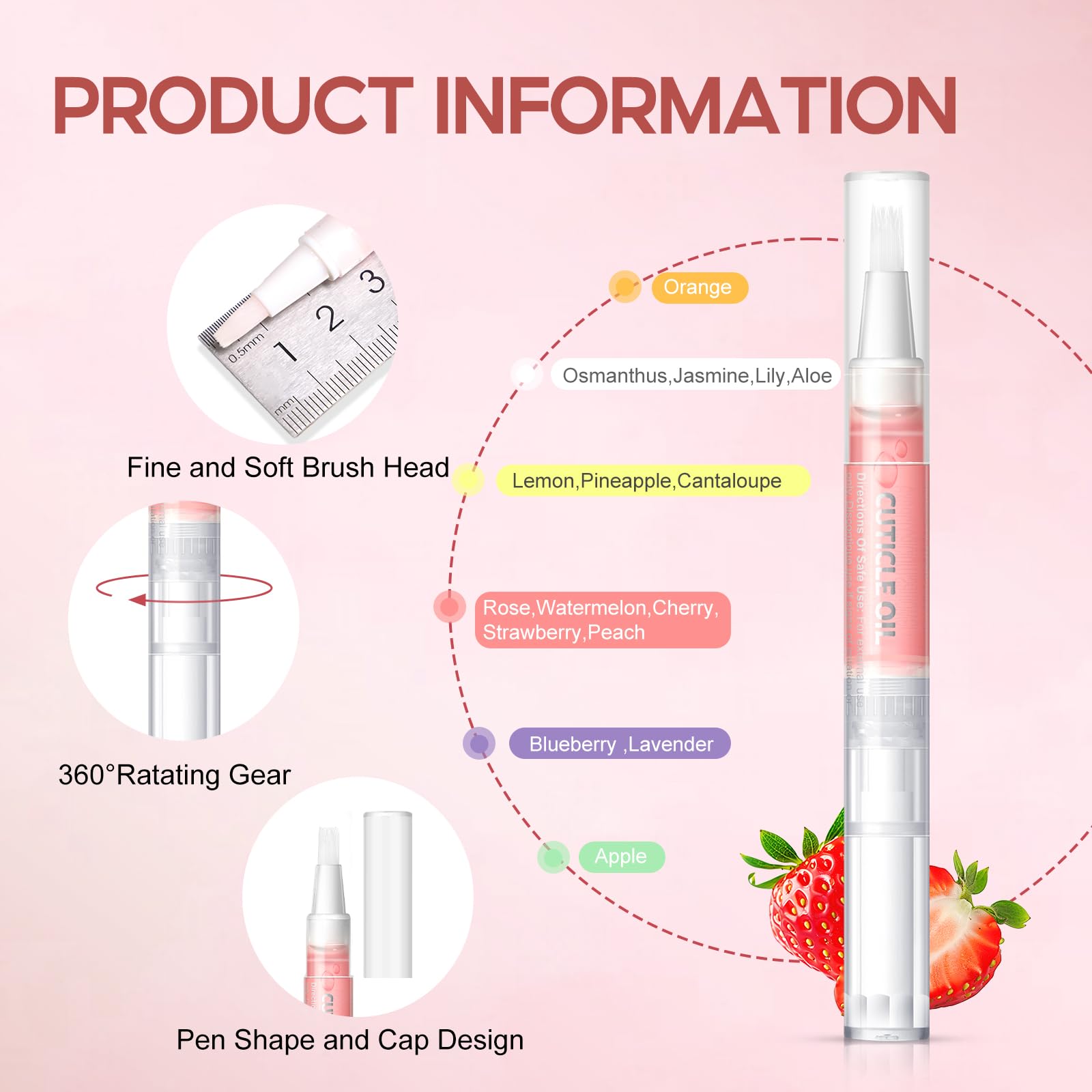PEACECOLOR 16Pcs Cuticle Oil Pen for Nails Portable Nail Moist Nail Strengthener Nails Care Kit for Treatment Care Nail Softener and Strengthener