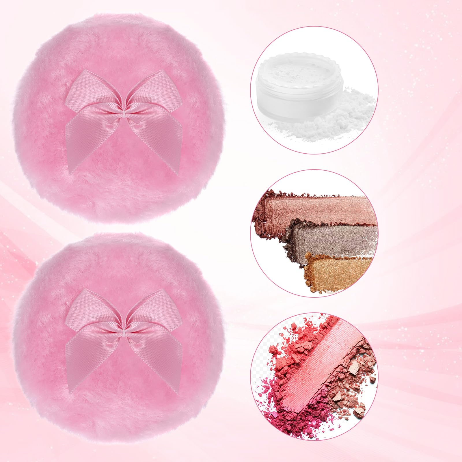 2 Pcs Large Body Powder Puff, 3.5 Inch Soft Washable Reusable Dusting Big Fluffy Powder Puff for Wet Dry Makeup Face Body