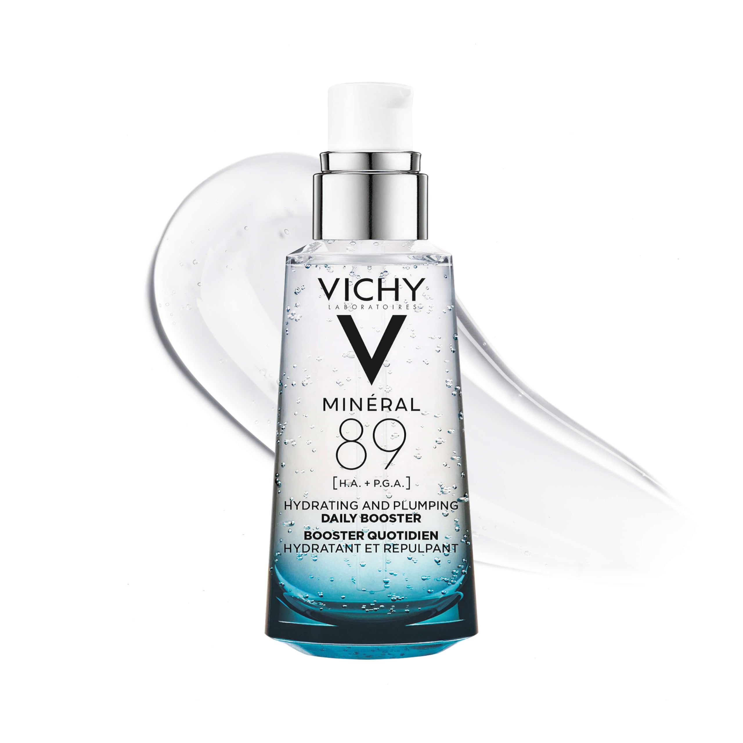 VICHY Mineral 89 Booster, Pure Hyaluronic Acid Serum for Face with Polyglutamic Acid for Skin Barrier Repair, Plumps & Hydrates, Lightweight Hydrating Serum, Oil-Free, Non-Sticky, 1.7 Fl Oz