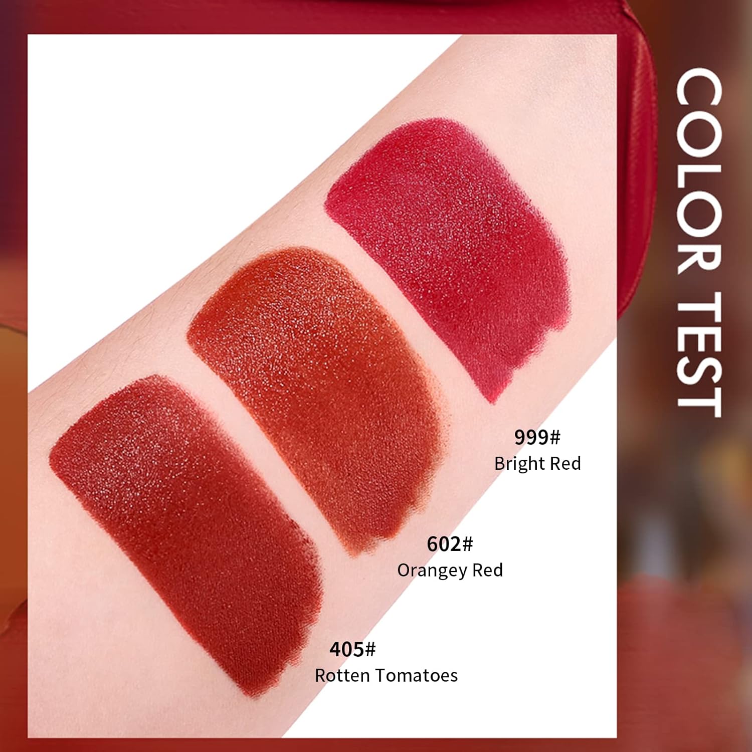 Newvenper 3 Colors Matte Lipstick Set Lip Stick with Orange Chain Bag Package Velvet Lip stick Set Waterproof Non-Stick Cup Long Lasting Retractable Red Lipstick Set 3.5gx3 Pcs