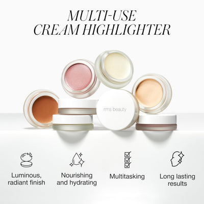RMS Beauty Luminizer Natural Cream Highlighter Lightweight Radiance Enhancer Buildable Glow for Face & Body Hydrating 0.35 oz