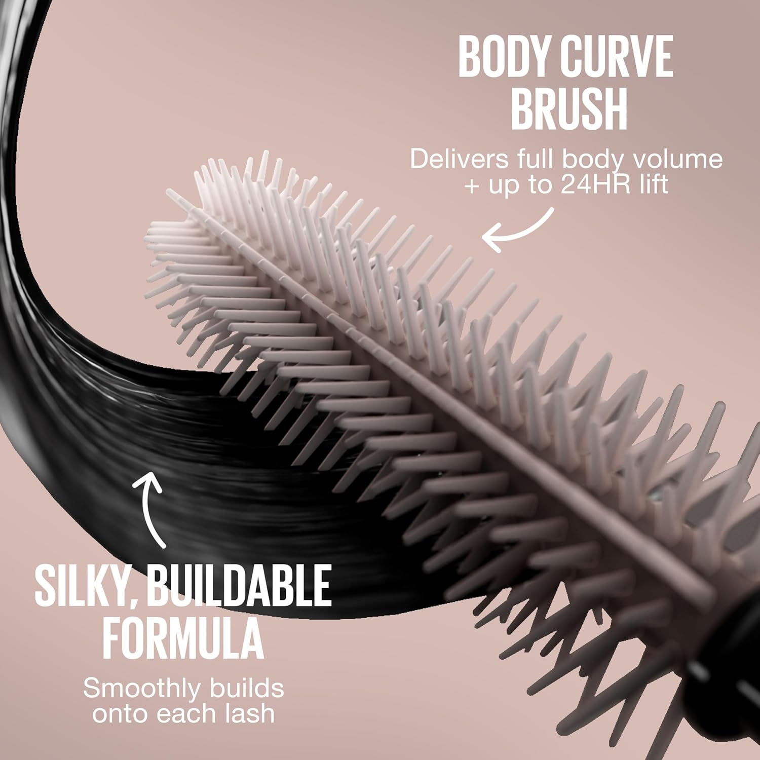 Maybelline Lash Sensational Body Washable Mascara, Volume and Length Formula for 24HR Lash Lift, Smudge and Clump-Resistant, Blackest Black