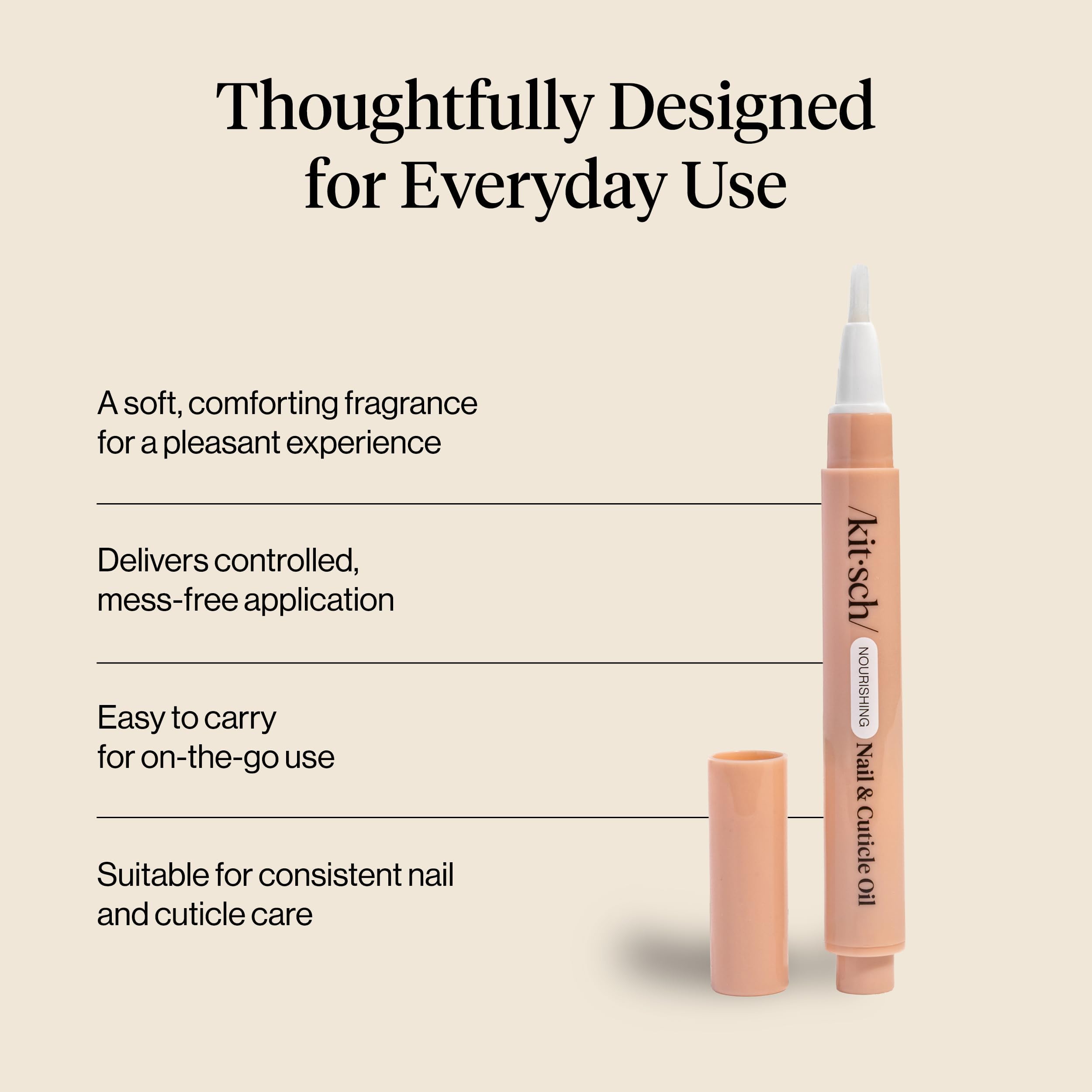 Kitsch Nail Cuticle Oil Pen Brush - Hydrating Nail Oil For Stronger Nails | Cuticle Pen With Jojoba Oil & Vitamin E | For Dry, Cracked or Flaky Nails - Nourishing Nail Care Product - 2.8ml